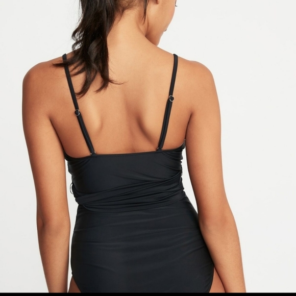 Old Navy Wrap Front Black One piece Swimsuit - Picture 2 of 4